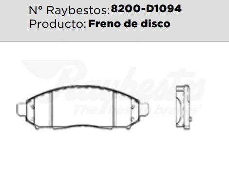 8200-D1094 Balatas Cerámicas Delanteras para Nissan Frontier 2009 RAYBESTOS
