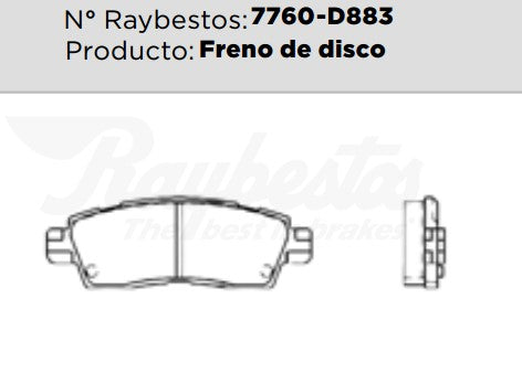 7760-D883 Balatas Cerámicas Traseras para Chevrolet Trailblazer 2006 RAYBESTOS