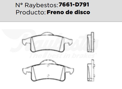 7661-D791 Balatas Semimetálicas Traseras para Jeep Grand Cherokee 2003 RAYBESTOS