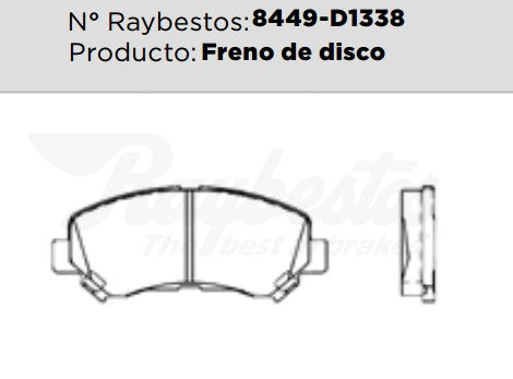 8449-D1338 Balatas Cerámicas Delanteras para Nissan X-Trail 2010 RAYBESTOS