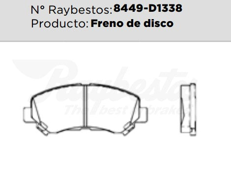 8449-D1338 Balatas Cerámicas Delanteras para Nissan Juke 2014 RAYBESTOS