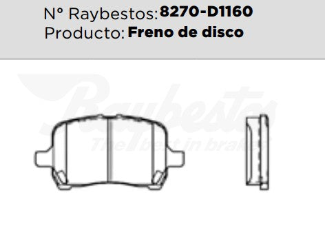8270-D1160 Balatas Cerámicas Delanteras para Chevrolet Malibu 2010 RAYBESTOS