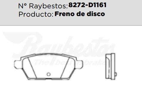8272-D1161 Balatas Cerámicas Traseras para Mercury Milan 2006 RAYBESTOS