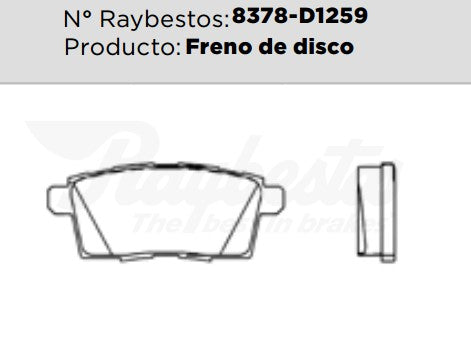 8378-D1259 Balatas Cerámicas Traseras para Ford Edge 2007 RAYBESTOS