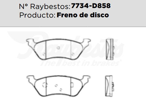 7734-D858 Balatas Semimetálicas Traseras para Dodge Caravan 2001 RAYBESTOS