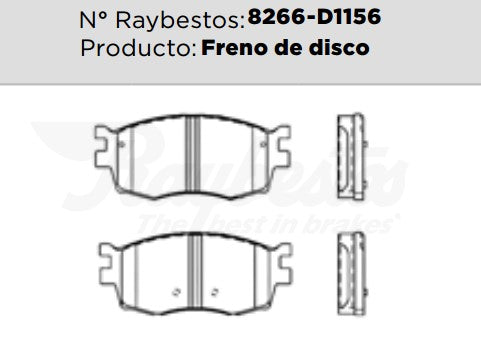 8266-D1156 Balatas Cerámicas Delanteras para JAC J4 2018 RAYBESTOS