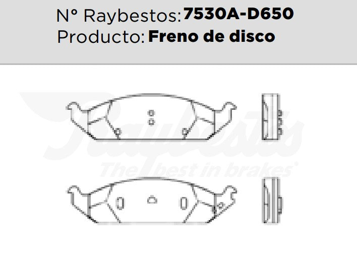 7530A-D650 Balatas Semimetálicas Delanteras para Dodge Stratus 1999 RAYBESTOS