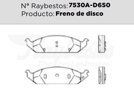 7530A-D650 Balatas Semimetálicas Delanteras para Chrysler Cirrus 1996 RAYBESTOS