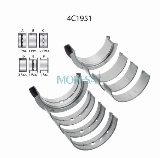 4C1951-STD Cojinetes de Bancada o Metales de Cigüeñal para Nissan Maxima 1999 MORESA