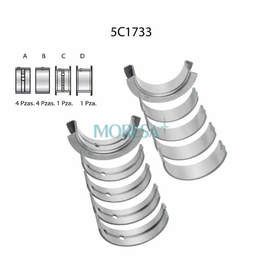5C1733-020 Cojinetes de Bancada o Metales de Cigüeñal para Jeep CJ7 1983 MORESA