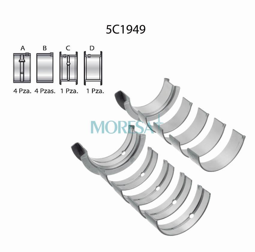 5C1949-STD Cojinetes de Bancada o Metales de Cigüeñal para Nissan Pickup 2003 MORESA