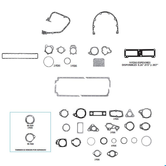 MJ-4704-2 Medio Juego Inferior de Juntas de  Motor Diesel para Sterling Truck Acterra 7500 2001 TF VICTOR