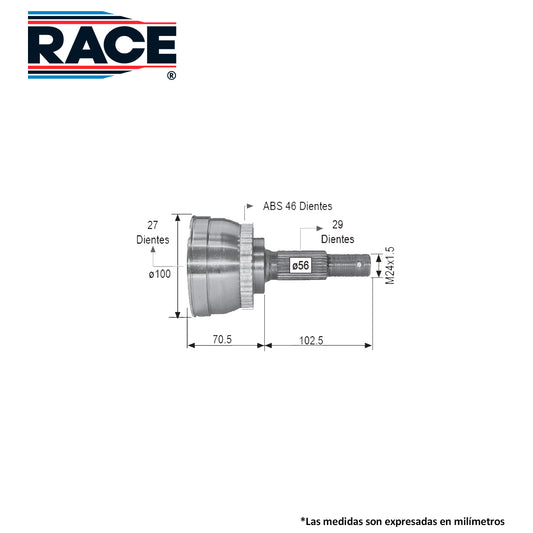 RR-9211 Junta Lado Rueda Transmisión Automática  Lado Derecho/Izquierdo para INFINITI I30 2000 RACE