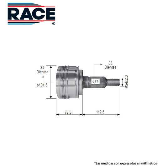 RR-9242 Junta Lado Rueda Transmisión Automática  Lado Derecho/Izquierdo 4WD para Chevrolet Blazer 1990 RACE
