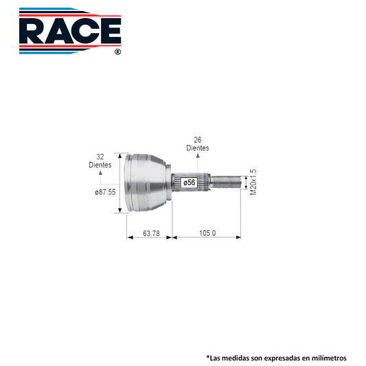 RR-9290 Junta Lado Rueda Transmisión Manual/Automática  Lado Derecho/Izquierdo para Mercury Topaz 1994 RACE