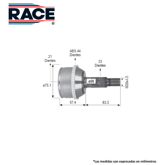 RR-9460 Junta Lado Rueda Transmisión Manual  Lado Derecho/Izquierdo para Renault Kangoo Express 2013 RACE