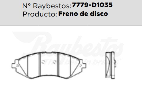 7779-D1035 Balatas Cerámicas Delanteras para Chevrolet Aveo5 2009 RAYBESTOS
