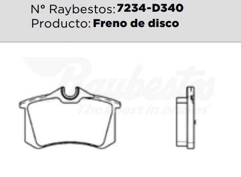 7234-D340 Balatas Semimetálicas Traseras para Volkswagen Beetle 2000 RAYBESTOS