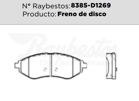 8385-D1269 Balatas Semimetálicas Delanteras para Pontiac G3 2007 RAYBESTOS