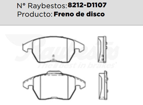 8212-D1107 Balatas Cerámicas Delanteras para Audi A1 2013 RAYBESTOS