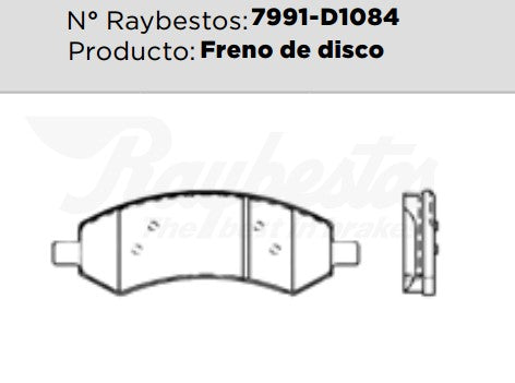 7991-D1084 Balatas Semimetálicas Delanteras para Ram 1500 2016 RAYBESTOS