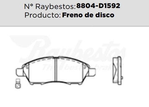 8804-D1592 Balatas Cerámicas Delanteras para Nissan Versa 2016 RAYBESTOS