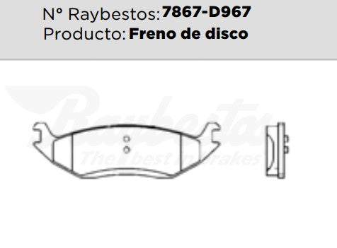 7867-D967 Balatas Semimetálicas Traseras para Dodge Durango 2003 RAYBESTOS