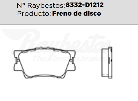 8332-D1212 Balatas Cerámicas Traseras para Lexus HS250h 2011 RAYBESTOS