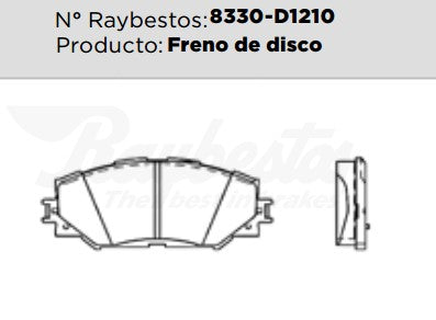 8330-D1210 Balatas Cerámicas Delanteras para Lexus HS250h 2011 RAYBESTOS