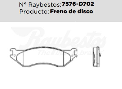 7576-D702 Balatas Semimetálicas Delanteras para Ford Expedition 1997 RAYBESTOS